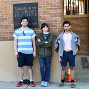 Three students stand outside the Birmingham Civil Rights Institute