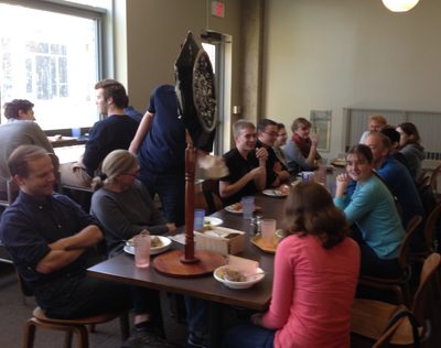 Students and Faculty at weekly Classics Table