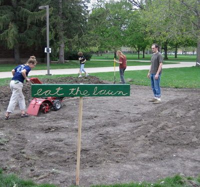Student planting Eat The Lawn