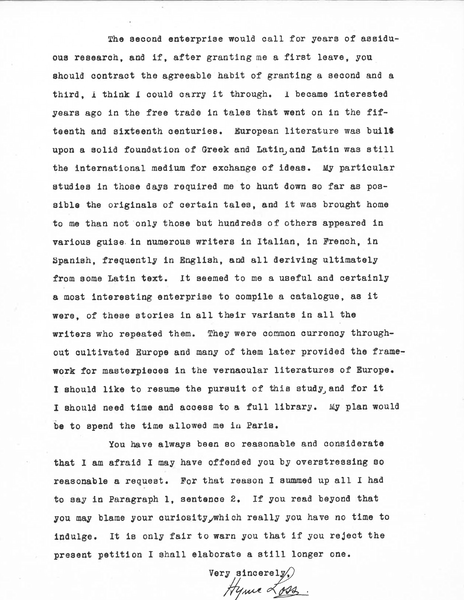Hyme Loss Sabbatical Request Letter (page 2 of 2)