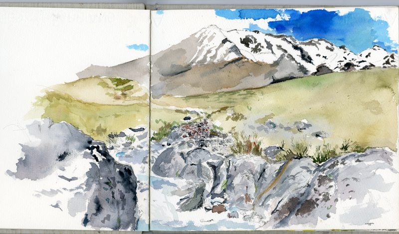 Tongariro - a Studio Art in the South Pacific student sketchbook except