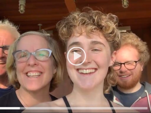 A family records a video message