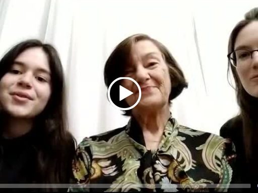 three women record a video