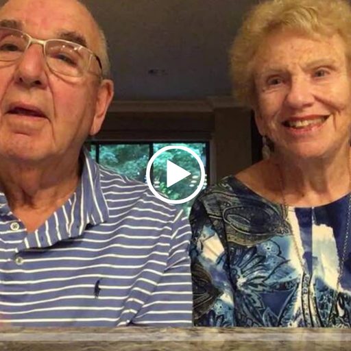 Grandparents recording a video message