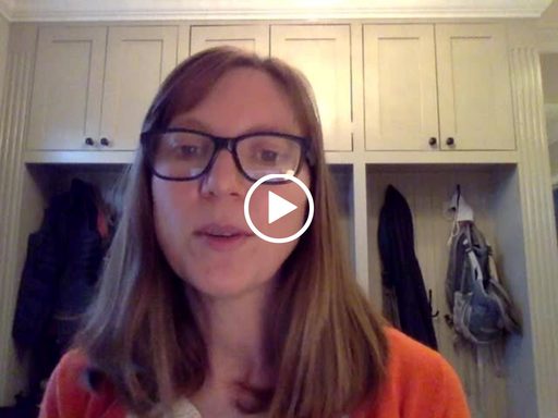 A woman records a video messsage