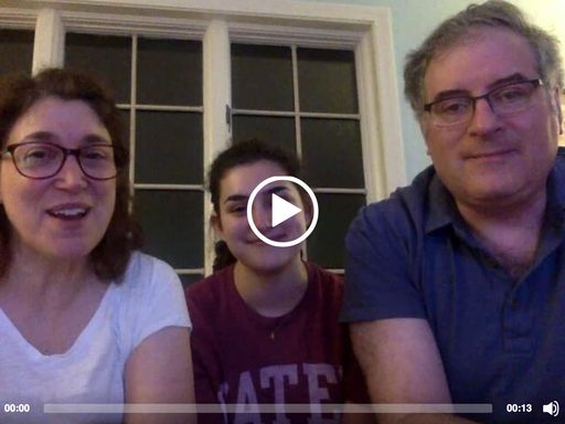 A family records a video message