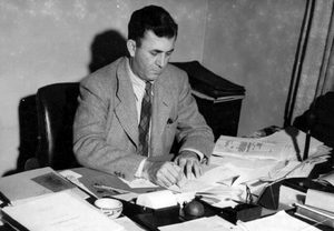 1945. The new president at work at his desk.