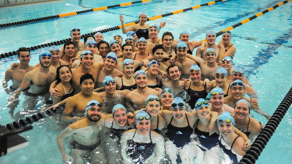 Student athletes gather in the pool at Hour of Power.