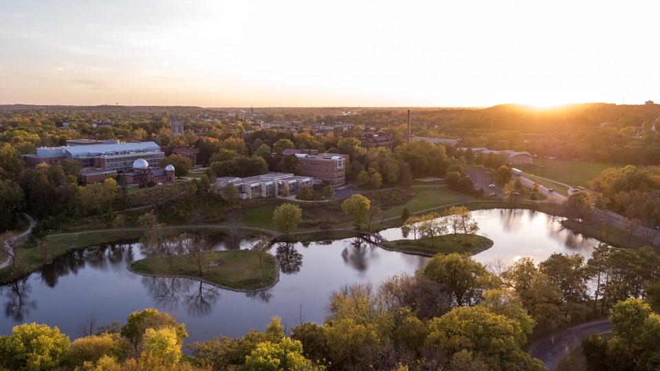 Aerial view of the Carleton College campus.