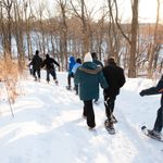 Students snowshoe in the arb