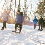 Students snowshoe in the arb