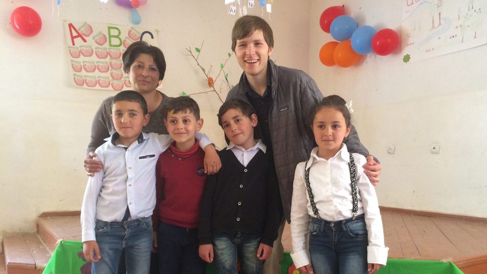 Welna with his fourth grade students