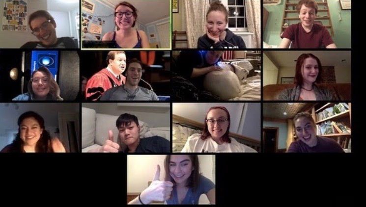 Lenny Dee members meet virtually via Zoom.