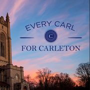 Exterior image of Skinner Memorial Chapel with text: "Every Carl For Carleton."