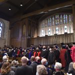 A full chapel view with faculty and the pulpit.