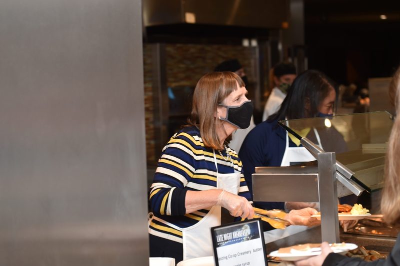 Alison serving Late Night Breakfast