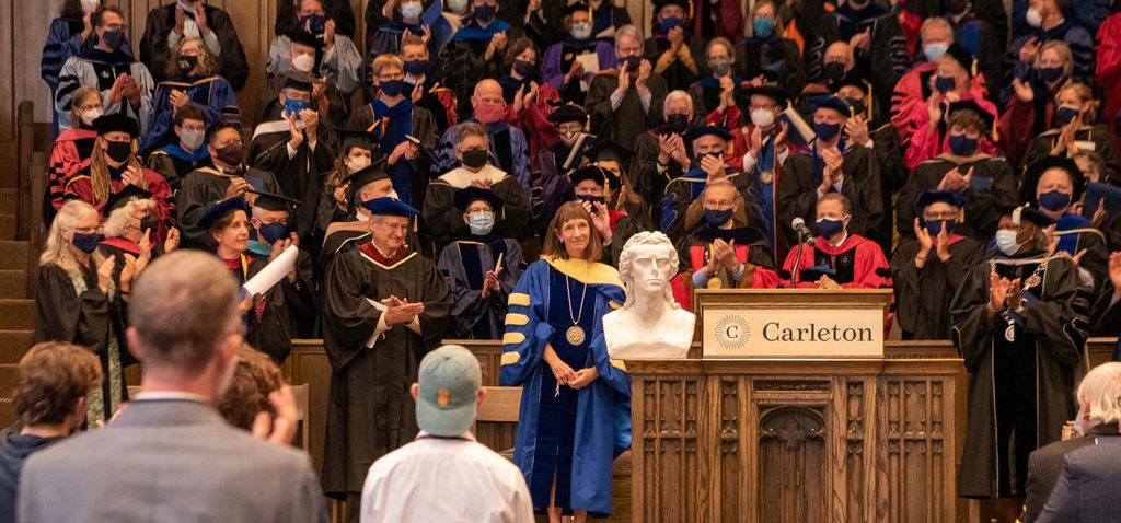 Byerly looking out into the crowd of her installation ceremony in Skinner Chapel.