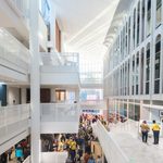 A view from the top of a full Daughtry atrium at the Anderson Hall dedication.