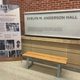 Evelyn M. Anderson Hall sign and historical pop-up sign.