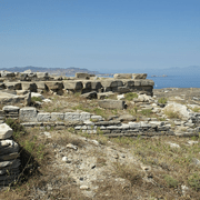 Photo of ruins of a Delian sanctuary site on the island of Paros, Greece