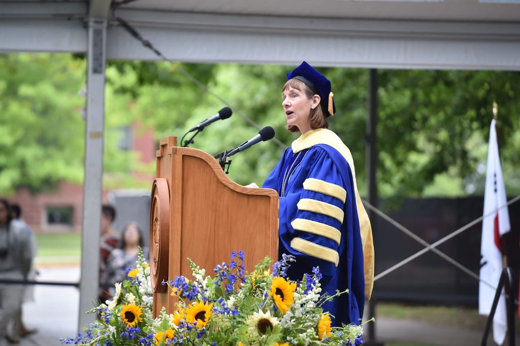 President Alison Byerly speaking at commencement 2022