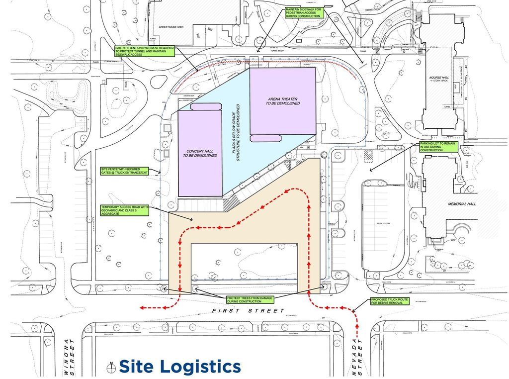 Music and Drama Demolition Site Logistics Map - Summer 2022