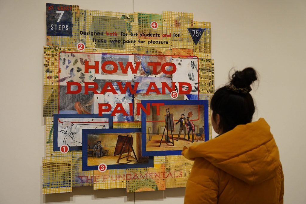 student admiring How to Draw and Paint piece