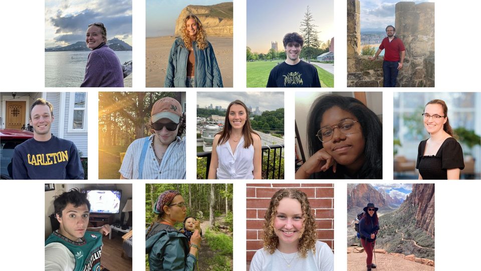 Collage of 13 photos of students.