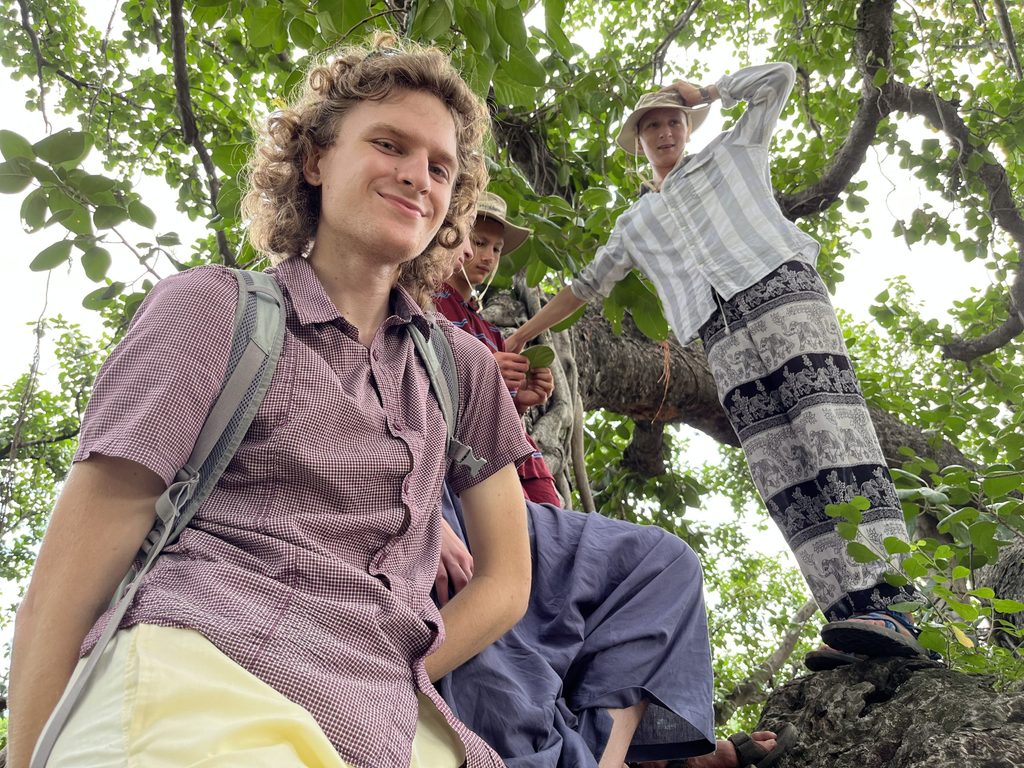 Students during visit to Mahakala Caves