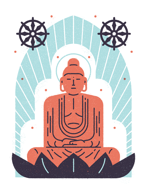 Illustration of the Buddha from Fall 2022 Carleton Voice 