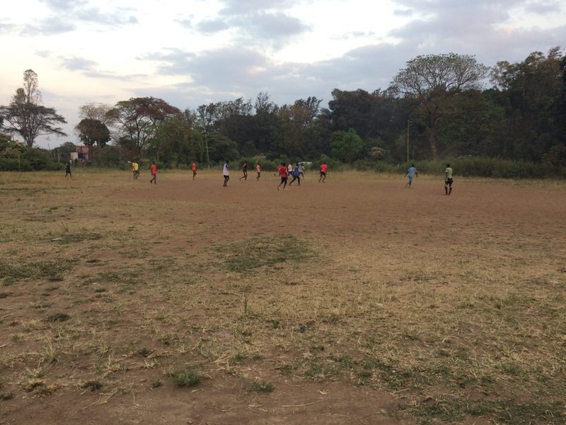 Local neighbors play soccer