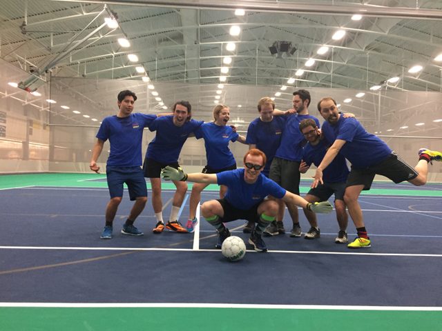 soccer players in the rec center