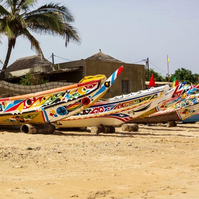 Colorful Canoes on Beach, Senegal