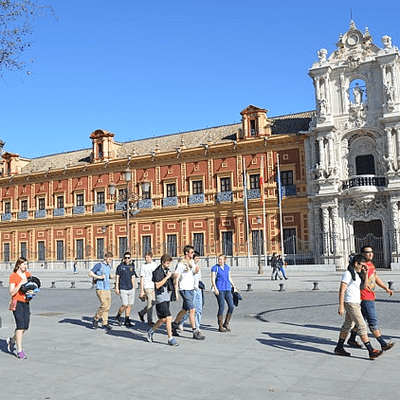 Students Walking to the Betis Soccer Match