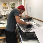 Cristian inks up a plate for proofing - Winter 2017