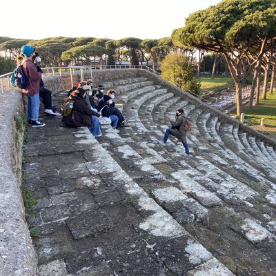 students in an amphitheater