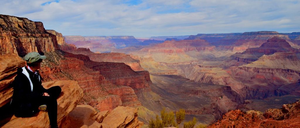 A student looks at the other-worldly landscape of the Grand Canyon
