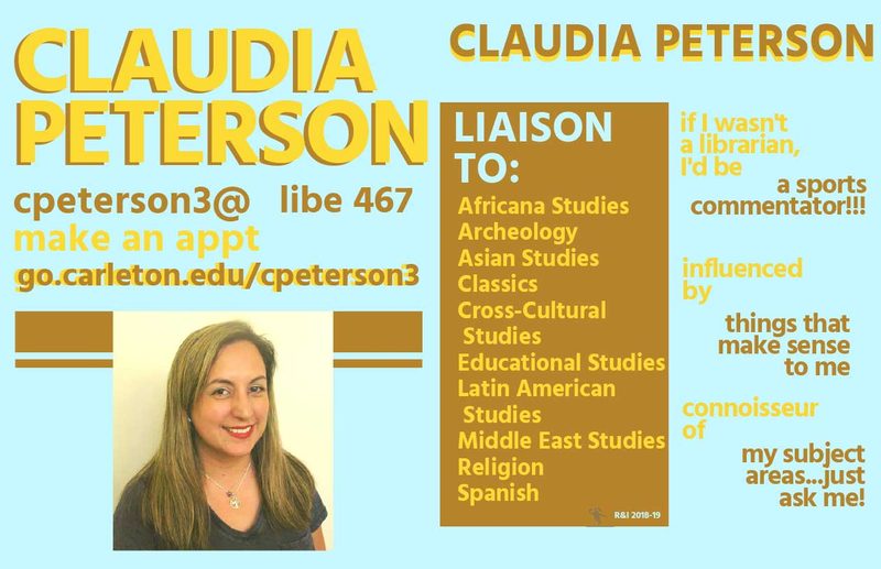 Claudia Peterson's trading card, 2018-19