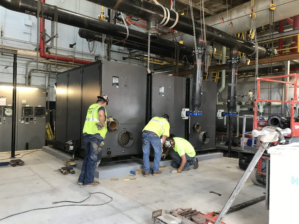 Three new boilers installed in Facilities on July 8, 2020