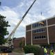 Lifting new equipment into Myers Hall