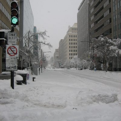 Snowy Street in Washington, D.C.