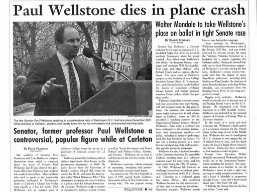 Senator Wellstone Dies in Plane Crash (page 1 of 2)