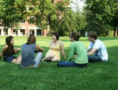 Students have class on the bald spot