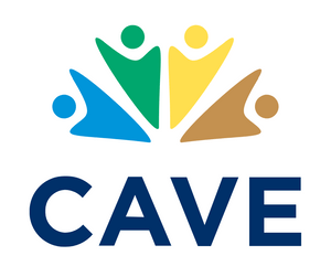 Logo with four figures in half-circle and CAVE wordmark underneath.
