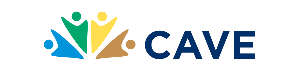 CAVE logo with four stick-like figures in semi-circle, followed by CAVE acronym in Gotham typeface.