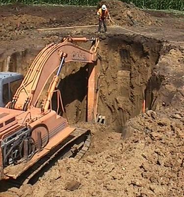 digging turbine foundation