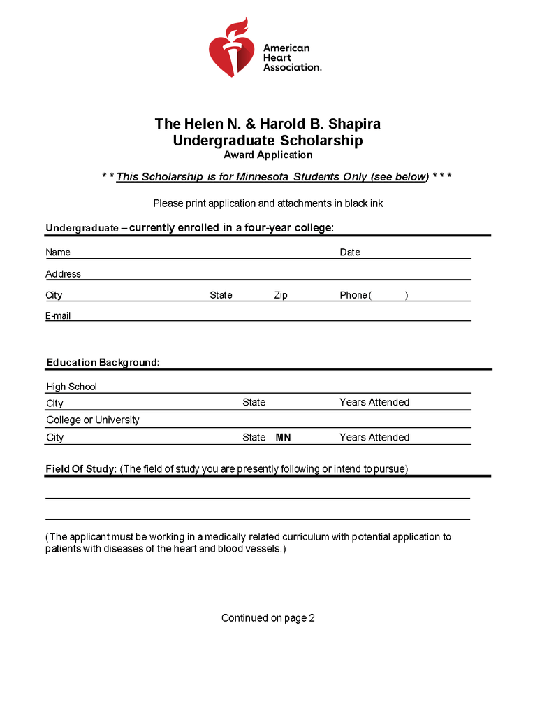 American Heart Association Scholarship PreHealth Program Carleton