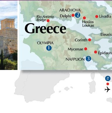 Ancient Greece, itinerary map