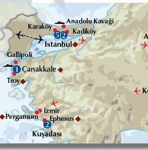 Türkiye, Alumni Adventure itinerary map