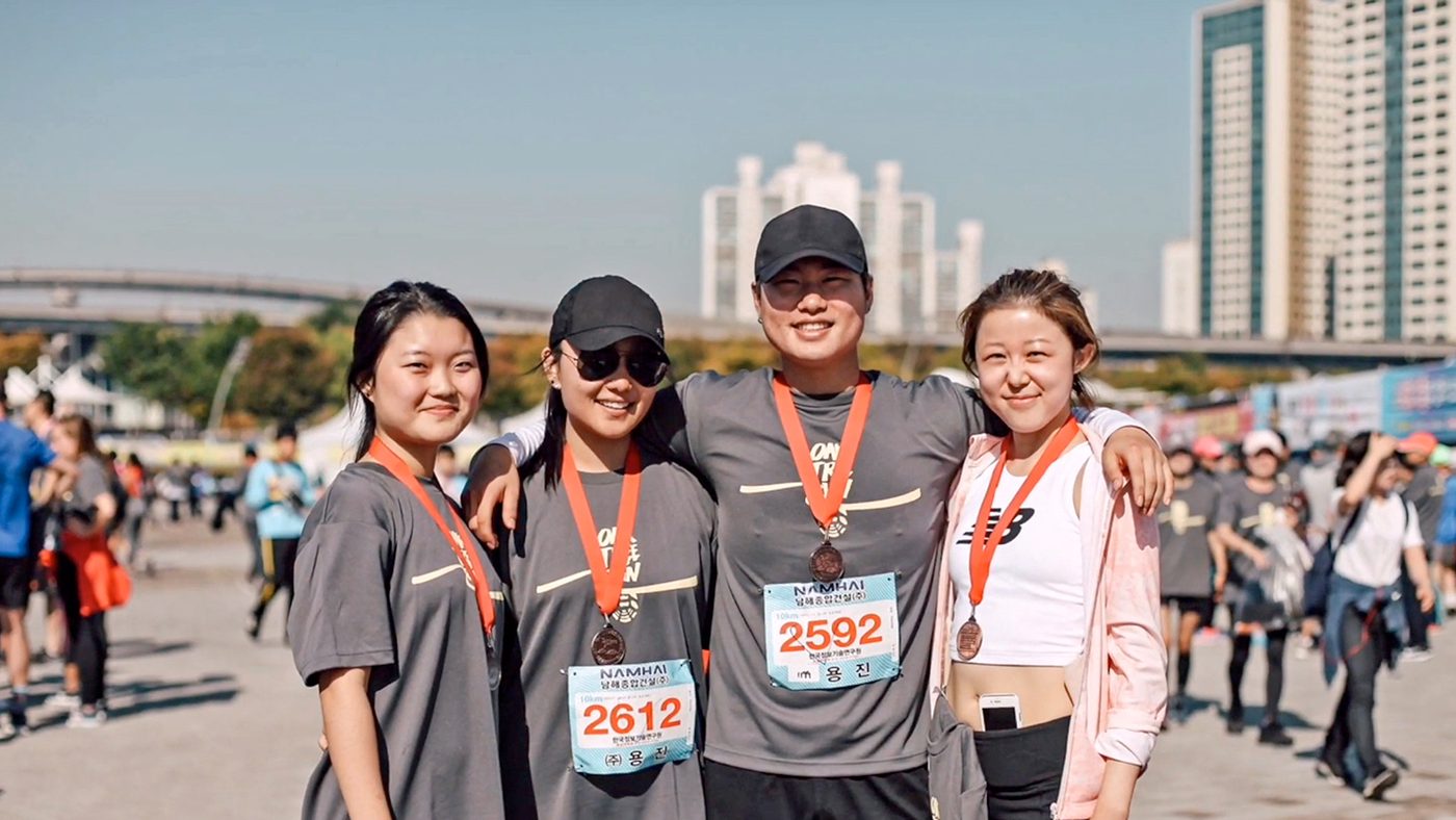 Chris Lee with friends in Korea